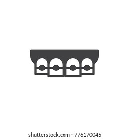 Orthodontic braces icon vector, filled flat sign, solid pictogram isolated on white. Dental care and dentist service symbol, logo illustration.