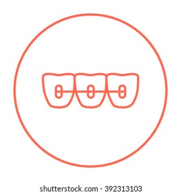 Icono de línea de llaves ortodoncidas.