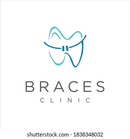 Orthodontic Braces Logo Design Icon. Tooth Dental Care Logo medical Design Template. Tooth Dental Wire Logo Health Design Stock Vector.