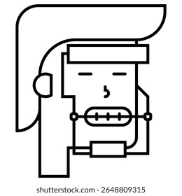 Orthodontic Headgear outline icon	isolated on white