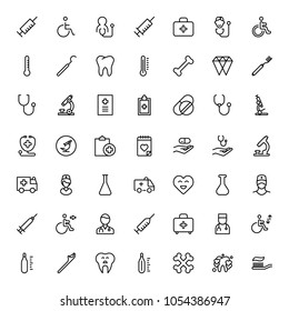Orthodontic icon set. Collection of vector symbols on white background for web design. Black outline sings for mobile application. 