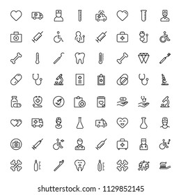 Orthodontic icon set. Collection of vector symbols on white background for web design. Black outline sings for mobile application. 