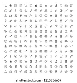 Orthodontic icon set. Collection of vector symbols on white background for web design. Black outline sings for mobile application. 