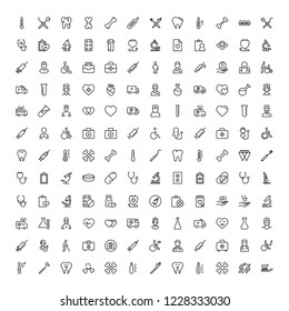 Orthodontic icon set. Collection of vector symbols on white background for web design. Black outline sings for mobile application. 