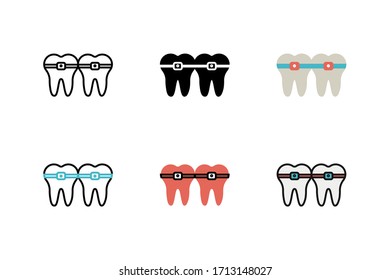 orthodontic icon vector illustration with different style design. isolated on white background