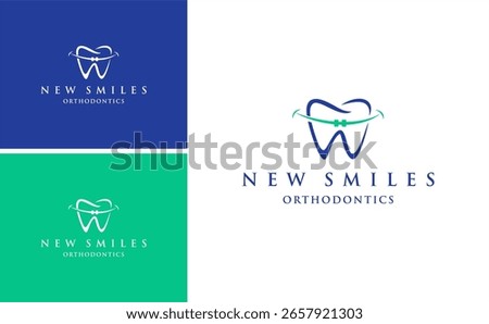 Orthodontic Logo Design Vector .Tooth Symbol for Orthodontic Clinic Dentist Care Health Smile Hygiene Treatment Implant Modern Medical Graphic Illustration Template Clean Identity
