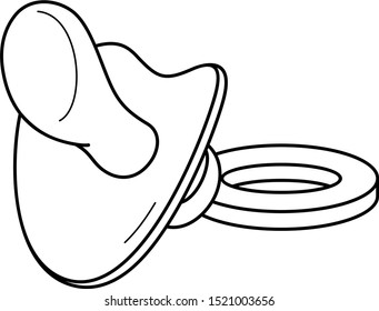 Orthodontic pacifier. Vector outline icon.