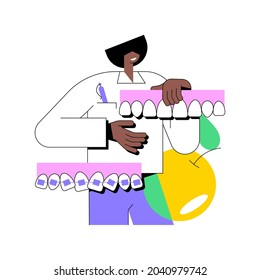 Orthodontic services abstract concept vector illustration. Orthodontic clinic department, family dentistry, dental appliance, oral hygiene, teeth center, stomatology service abstract metaphor.