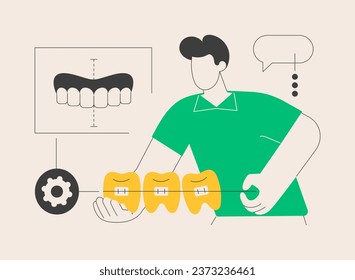 Orthodontic services abstract concept vector illustration. Orthodontic clinic department, family dentistry, dental appliance, oral hygiene, teeth center, stomatology service abstract metaphor.