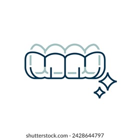 Orthodontic silicone trainer. Invisible braces aligner, retainer. Medical icon, linear pictogram, sign. Editable vector illustration in thin outline style isolated on a white background.