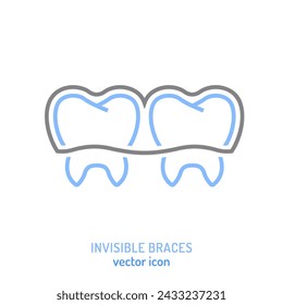 Orthodontic silicone trainer. Invisible braces aligner, retainer. Medical icon, linear pictogram, sign. Editable vector illustration in thin outline style isolated on a white background.