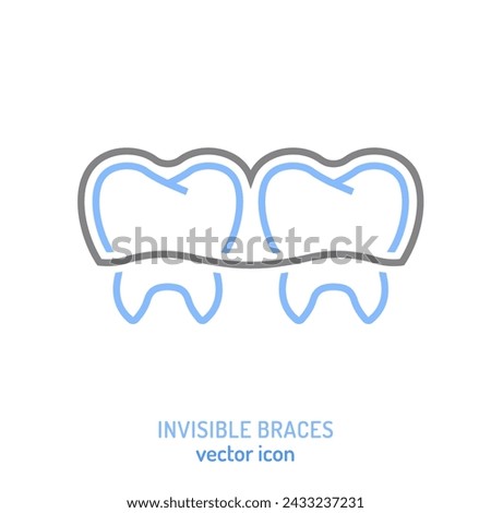 Orthodontic silicone trainer. Invisible braces aligner, retainer. Medical icon, linear pictogram, sign. Editable vector illustration in thin outline style isolated on a white background.