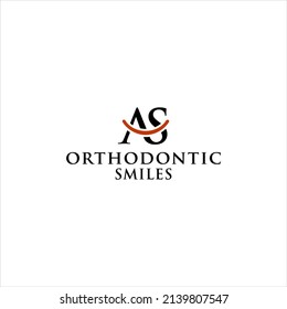 orthodontic smile logo and AS letter logo design