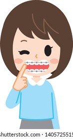 Orthodontic young woman illustration vector