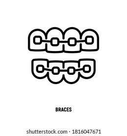 Orthodontics Thin Line Icon. Braces, Tooth Correction. Dentistry. Vector Illustration.