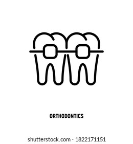 Orthodontics thin line icon. Braces, tooth correction. Dentistry. Vector illustration.