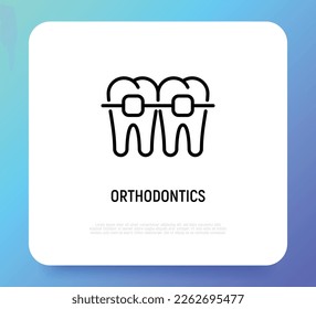 Orthodontics thin line icon. Braces, tooth correction. Dentistry. Vector illustration.