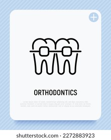 Orthodontics thin line icon. Braces, tooth correction. Dentistry. Vector illustration.