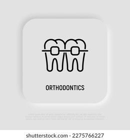 Orthodontics thin line icon. Braces, tooth correction. Dentistry. Vector illustration.