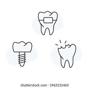 Orthodontics and Tooth Implant - Dental Care Stock Icon  as EPS 10 File