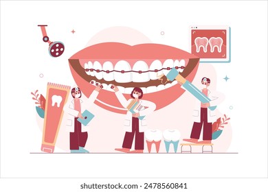 Orthodontist Doctor and Patient Illustration