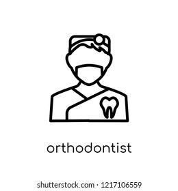 Orthodontist icon. Trendy modern flat linear vector Orthodontist icon on white background from thin line Professions collection, editable outline stroke vector illustration