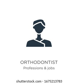 Icono ortodoncista vector. Icono moderno ortodoncista plano de la colección de profesiones aislado en fondo blanco. La ilustración vectorial se puede utilizar para diseño gráfico web y móvil, logotipo, eps10