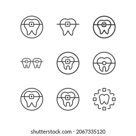 Orthodontist icon.Tooth line icon. Braces, dentistry