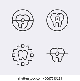 Orthodontist icon.Tooth line icon. Braces, dentistry