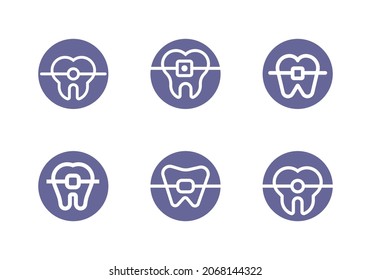 Orthodontist icon.Tooth line icon. Braces, dentistry