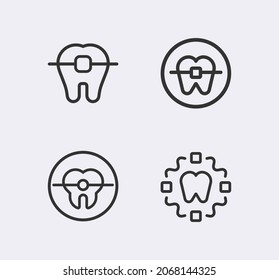 Orthodontist icon.Tooth line icon. Braces, dentistry