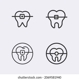 Orthodontist icon.Tooth line icon. Braces, dentistry