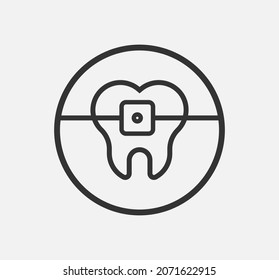 Orthodontist icon.Tooth line icon. Braces, dentistry