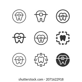 Orthodontist icon.Tooth line icon. Braces, dentistry