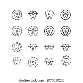 Orthodontist icon.Tooth line icon. Braces, dentistry