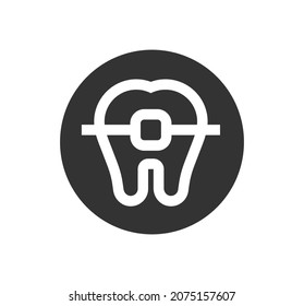 Orthodontist icon.Tooth line icon. Braces, dentistry