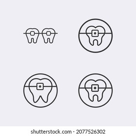 Orthodontist icon.Tooth line icon. Braces, dentistry