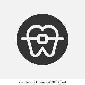 Orthodontist icon.Tooth line icon. Braces, dentistry