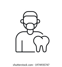 Orthodontist linear icon. Dental services and therapy. Thin line customizable illustration. Vector isolated outline drawing. Editable stroke