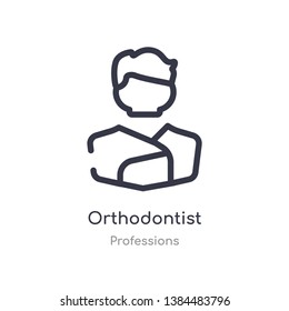 orthodontist outline icon. isolated line vector illustration from professions collection. editable thin stroke orthodontist icon on white background