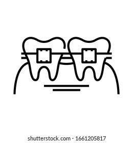 Icono de línea de terapia ortodoncista, signo de concepto, ilustración de vector de contorno, símbolo lineal.