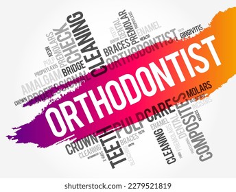 Orthodontist word cloud collage, health concept background