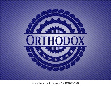 Orthodox badge with denim texture