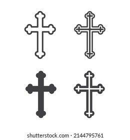 Orthodox Christian Cross Four Versions Icon Stock Vector (Royalty Free ...