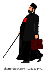 Orthodox Christian priest vector isolated on white background. High detailed illustration. Churchman. Cleric pastor.