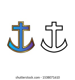 Orthodox christian vector symbol with cross and anchor