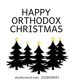 Orthodox Christmas Day. A christmas tree razor, with bold text on a white background. Suitable for commemorating Orthodox Christmas