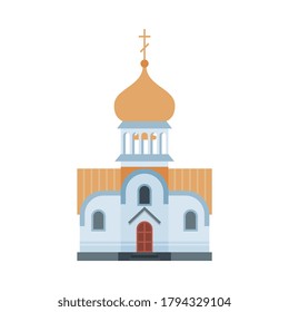 Orthodox Church Building, Ancient Russian Religious Temple Vector Illustration