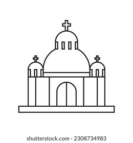 Orthodox church, Christian cathedral, line icon, black isolated on white background, vector illustration.