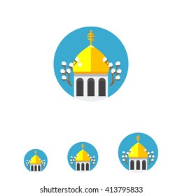 Orthodox church dome flat icon